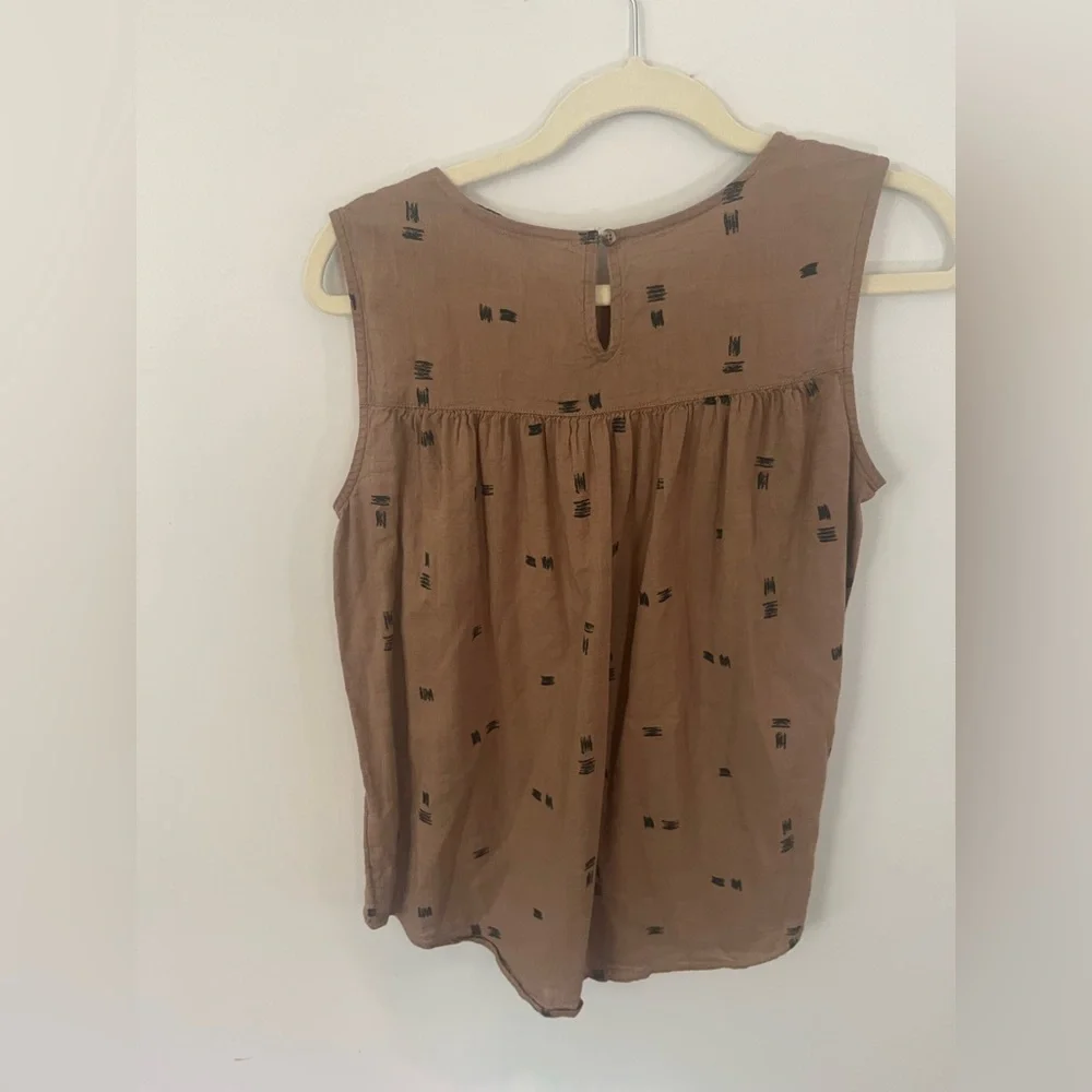 Cottagecore Brown Sleeveless Printed Cotton Top - Picture 2 of 5